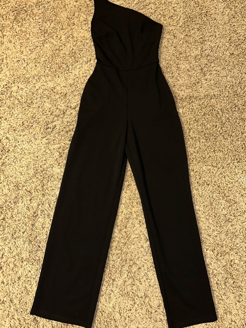 One-Shoulder Black Wide-Leg Jumpsuit